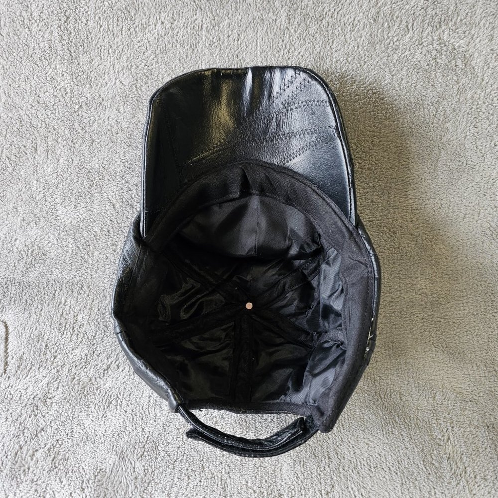 Leather Hat Patriotic Patchwork Embordered Black … - image 7